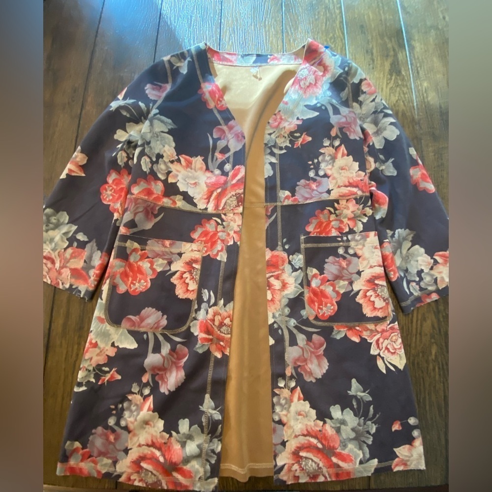 Floral Kimono Style Heavy Cardigan Reversible Fits M B19